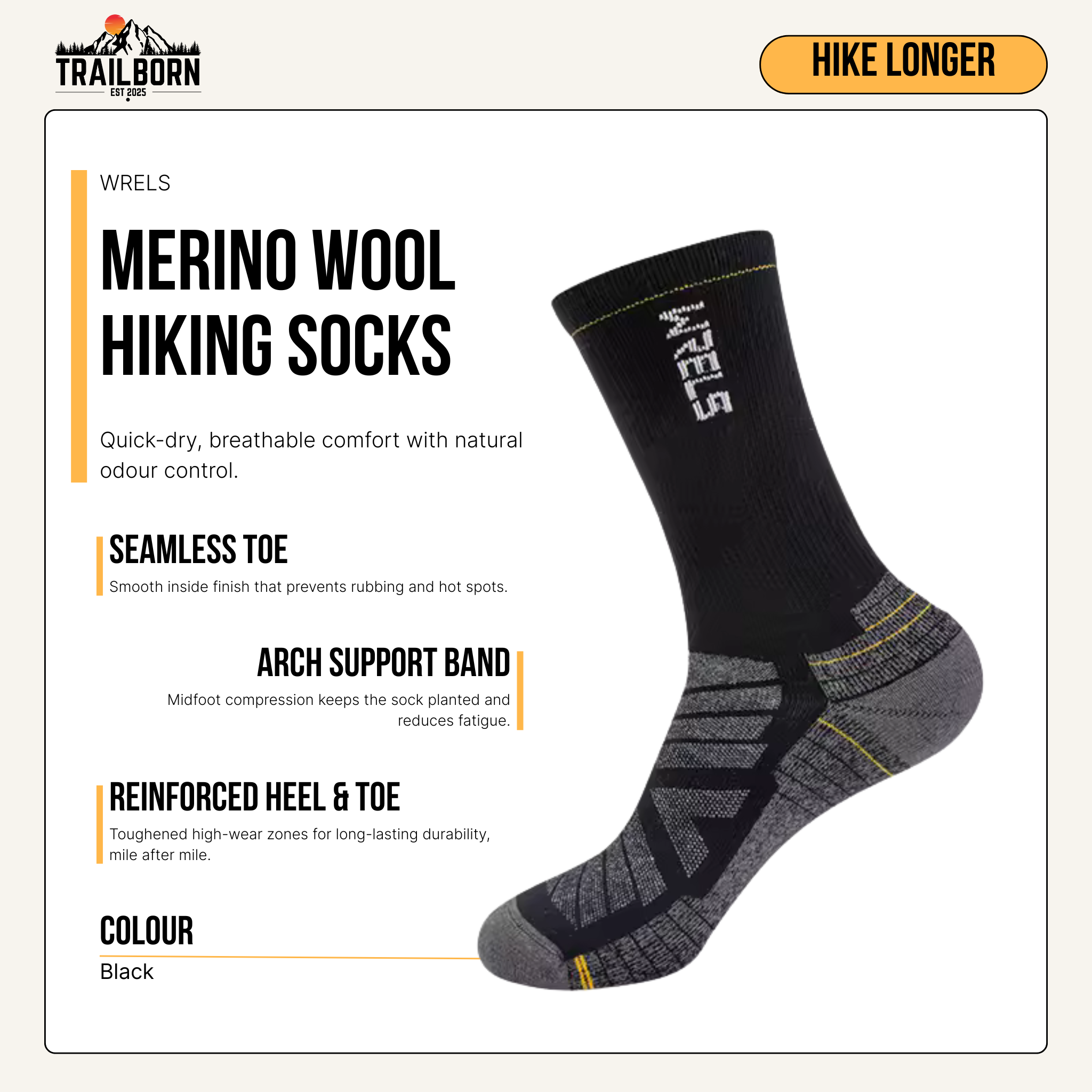 WRELS Merino Wool Hiking Socks